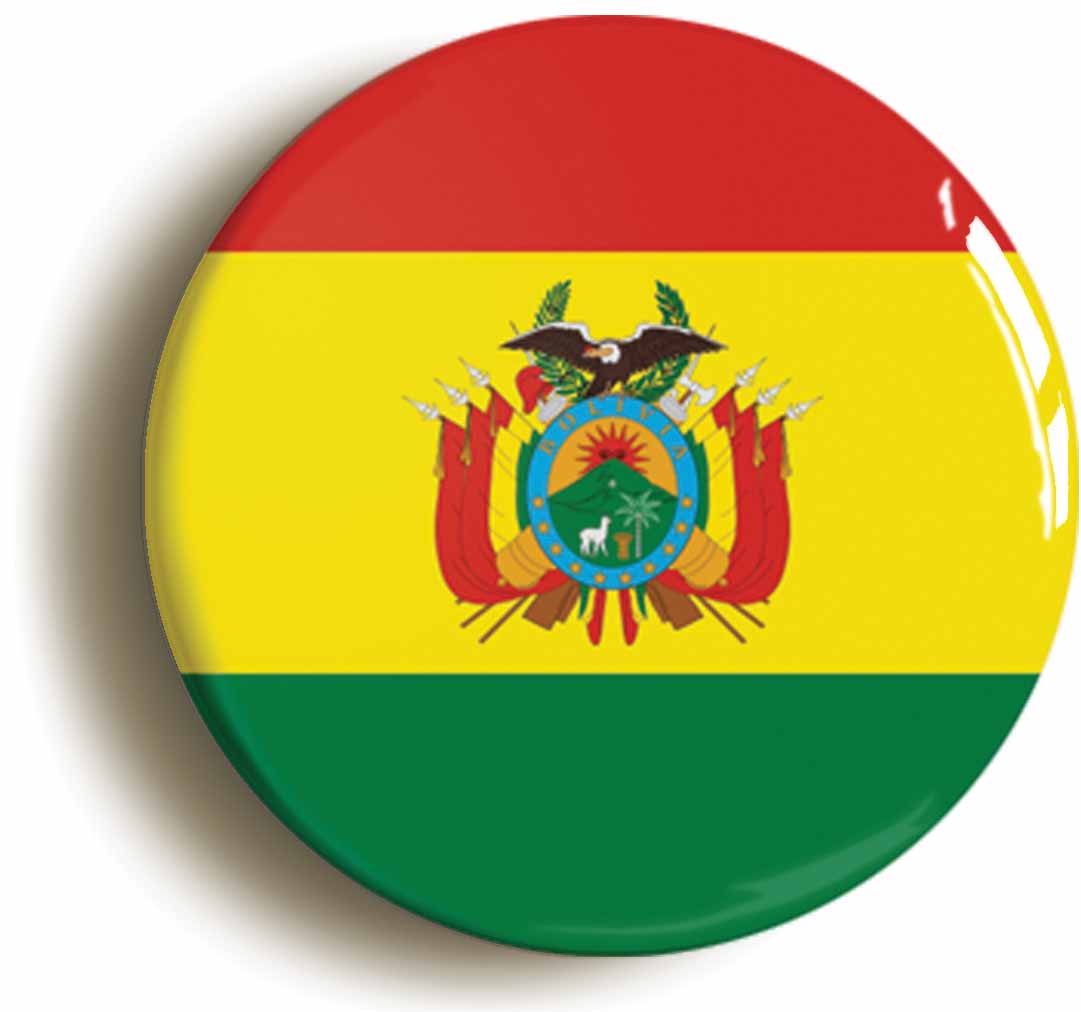 A picture of the front of the product, titled Bolivia Bolivian National Flag Circular 50mm Fridge Magnet