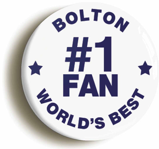 A picture of the front of the product, titled Bolton #1 Fan Circular 50mm Fridge Magnet