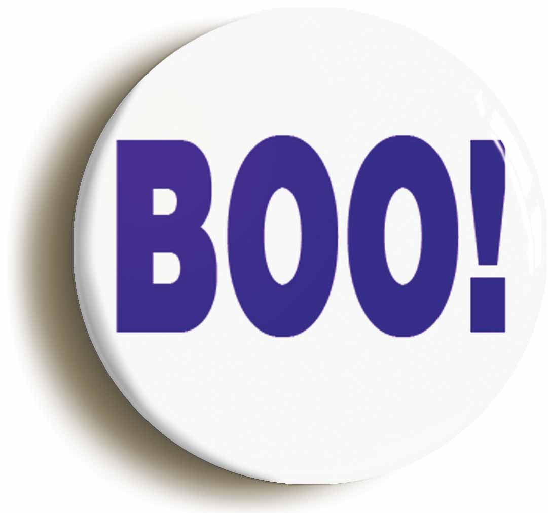 A picture of the front of the product, titled Boo Funny Ghost Costume Button Pin Badge