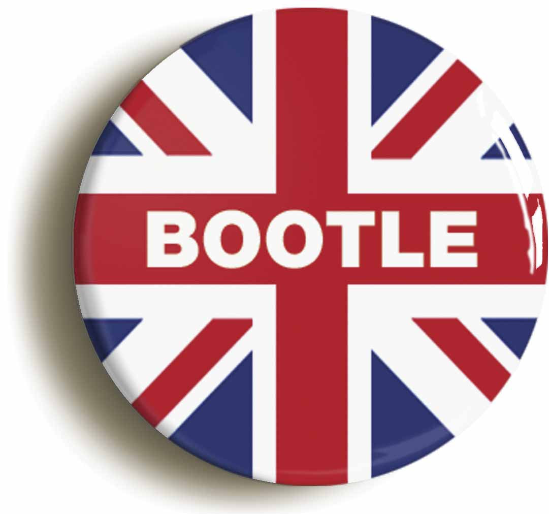 A picture of the front of the product, titled Bootle Union Jack Button Pin Badge