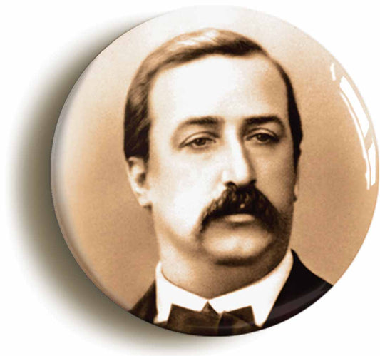 A picture of the front of the product, titled Alexander Borodin Romantic Classical Music Button Pin Badge