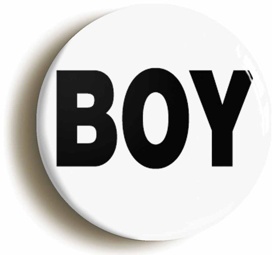 A picture of the front of the product, titled Boy Button Pin Badge