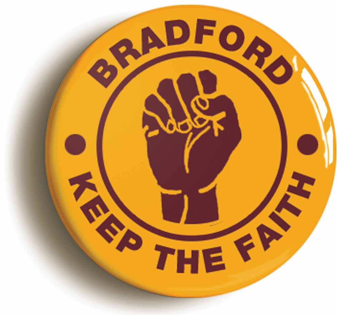 A picture of the front of the product, titled Bradford Keep The Faith Northern Soul Button Pin Badge