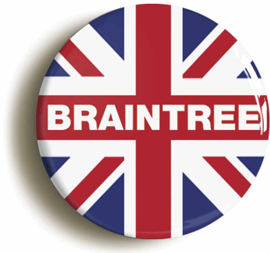 A picture of the front of the product, titled Braintree Union Jack Circular 50mm Fridge Magnet