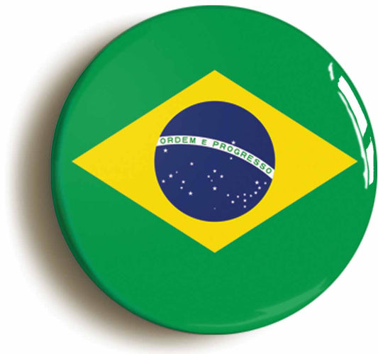 A picture of the front of the product, titled Brazil Brazilian National Flag Button Pin Badge