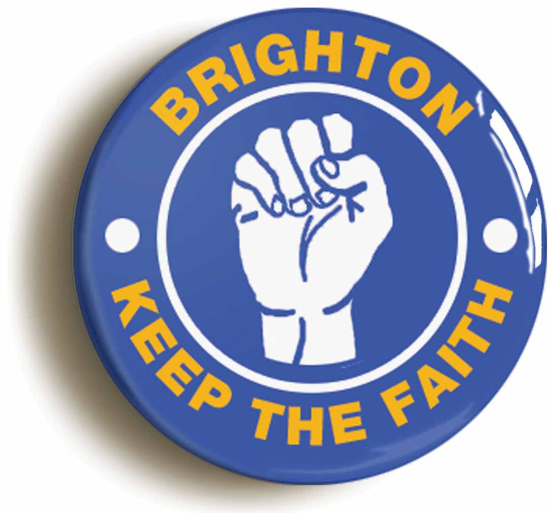 A picture of the front of the product, titled Brighton Keep The Faith Northern Soul Button Pin Badge