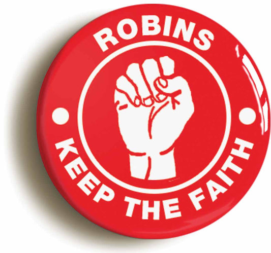 A picture of the front of the product, titled Robins Keep The Faith Northern Soul Circular 50mm Fridge Magnet