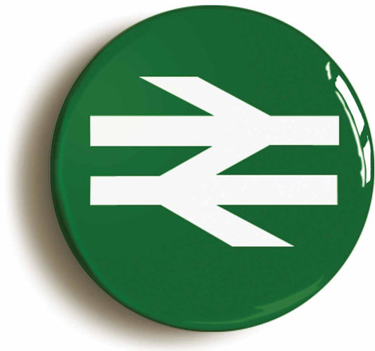 A picture of the front of the product, titled British Rail Railways Retro Green Logo Button Pin Badge