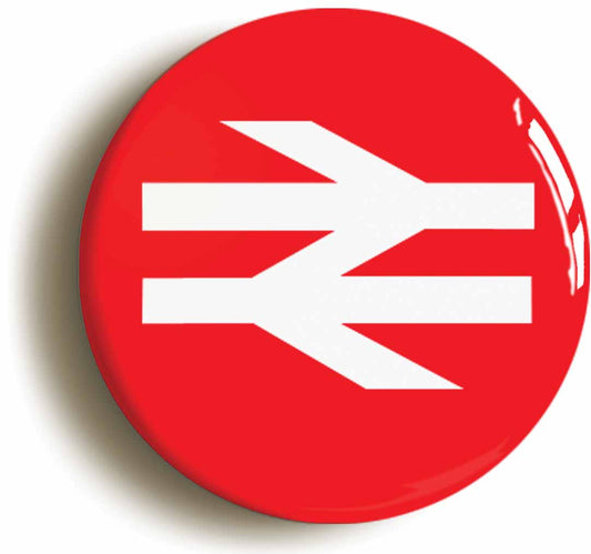 A picture of the front of the product, titled British Rail Railways Retro Red Logo Button Pin Badge