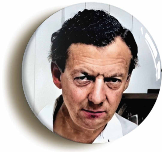 A picture of the front of the product, titled Benjamin Britten Classical Music Button Pin Badge