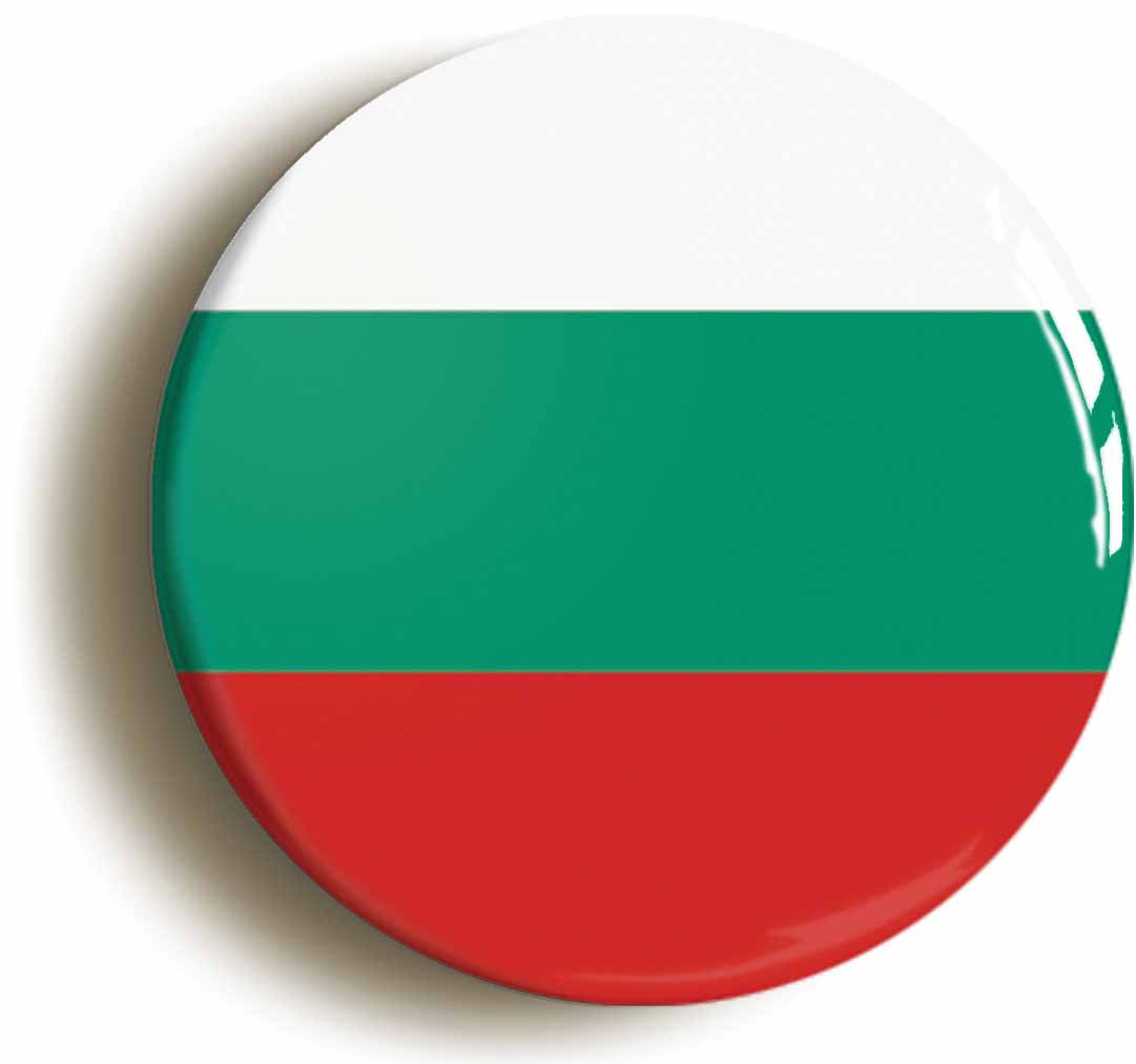 A picture of the front of the product, titled Bulgaria Bulgarian National Flag Circular 50mm Fridge Magnet