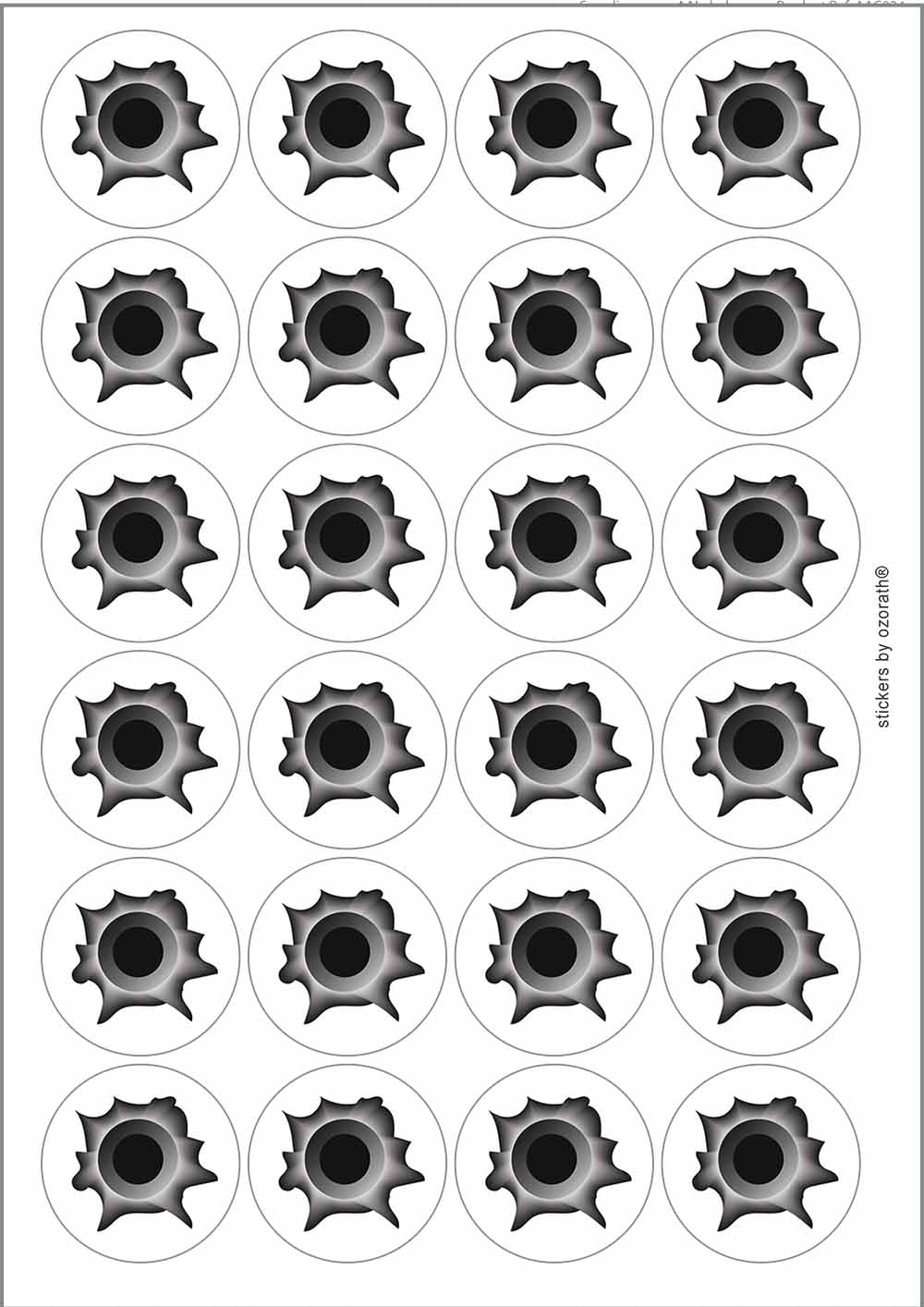 A picture of an A4 sheet of matte paper stickers