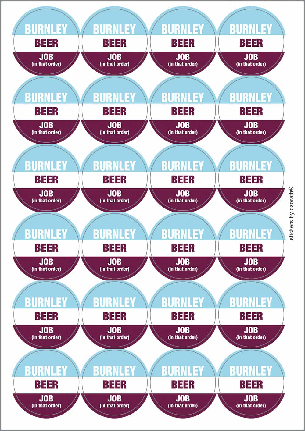 A picture of an A4 sheet of matte paper stickers