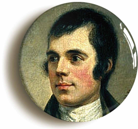 A picture of the front of the product, titled Robert Burns Portrait Circular 50mm Fridge Magnet