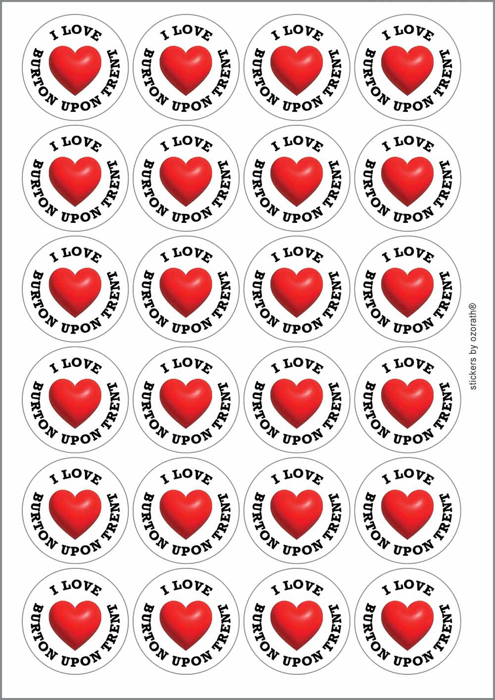 A picture of an A4 sheet of matte paper stickers