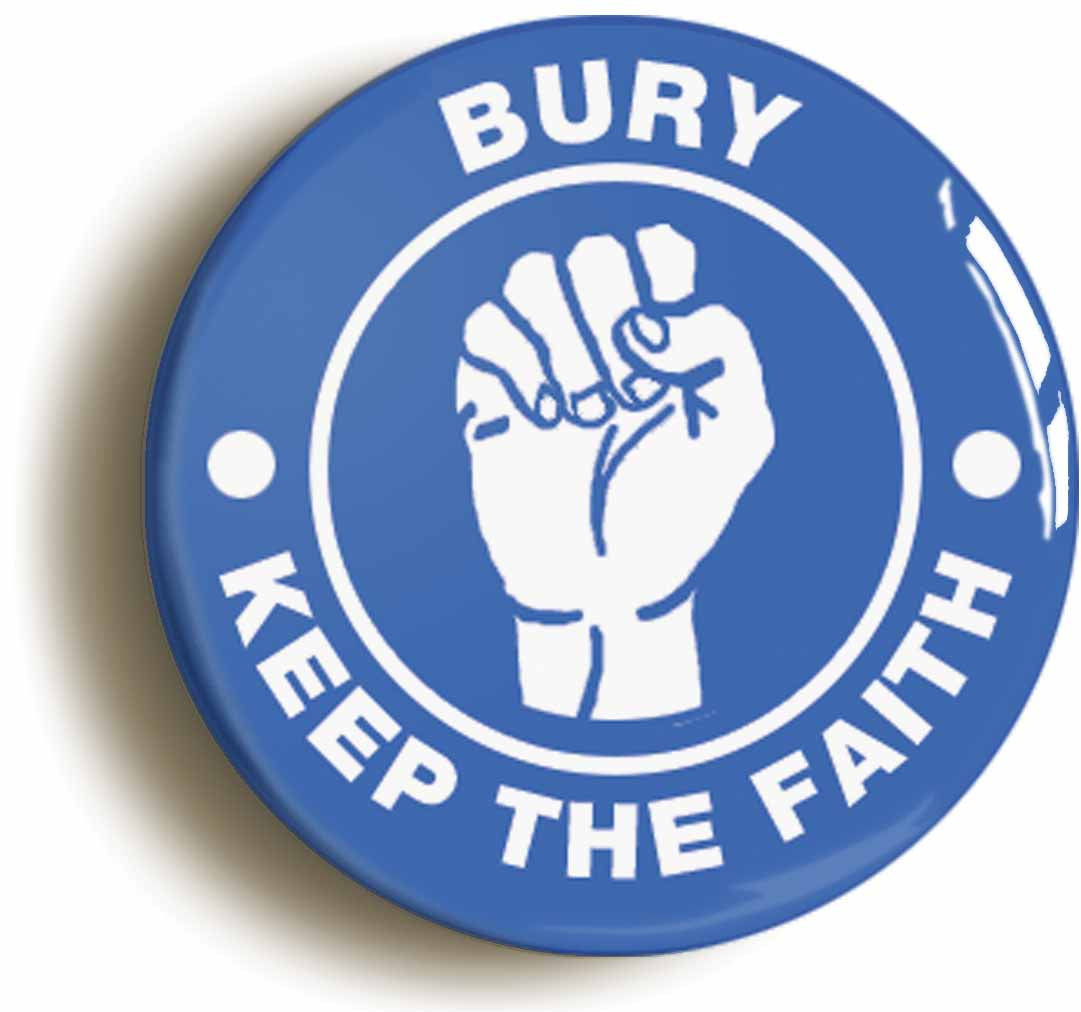 A picture of the front of the product, titled Bury Keep The Faith Northern Soul Circular 50mm Fridge Magnet