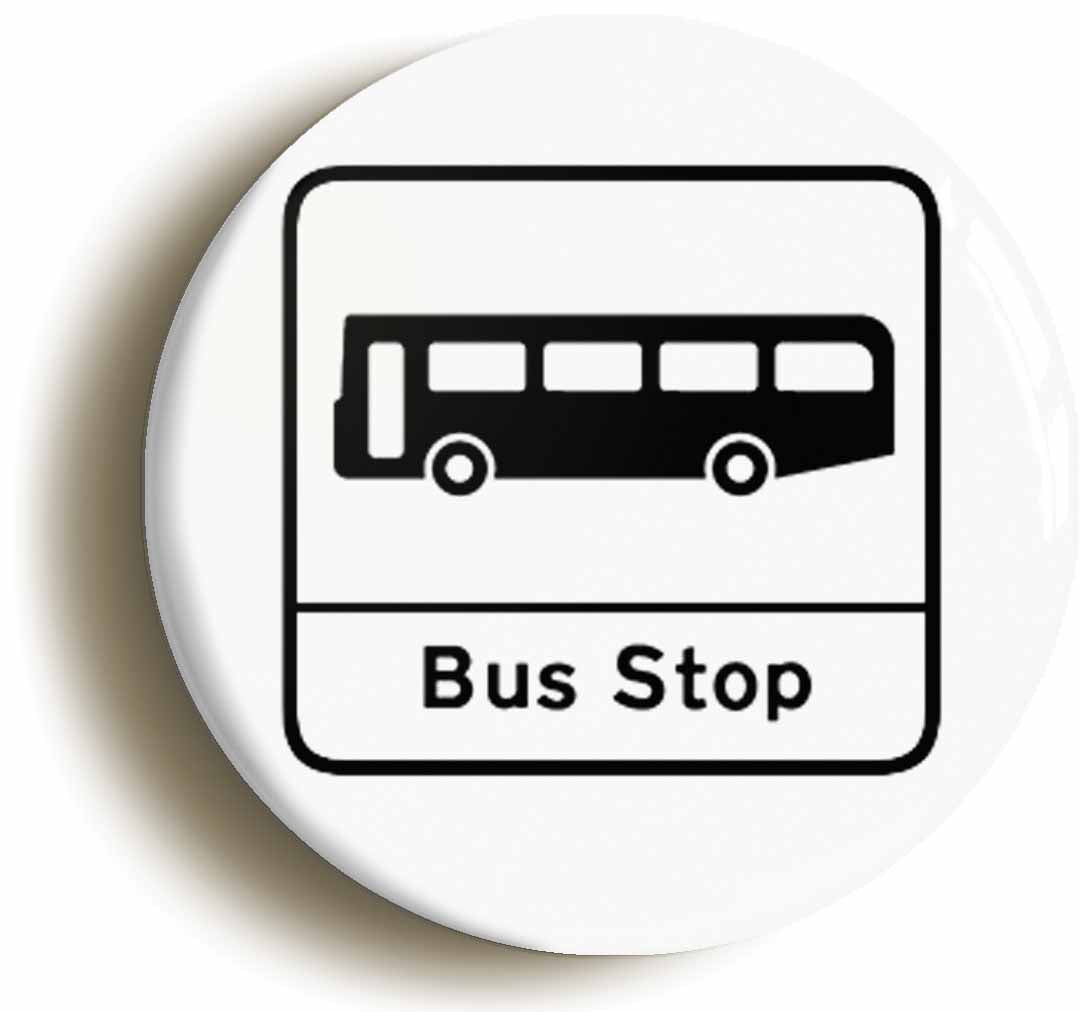 A picture of the front of the product, titled Bus Stop Circular 50mm Fridge Magnet