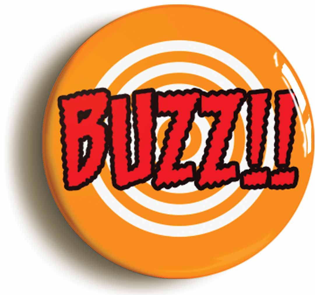 A picture of the front of the product, titled Buzz Comic Button Pin Badge