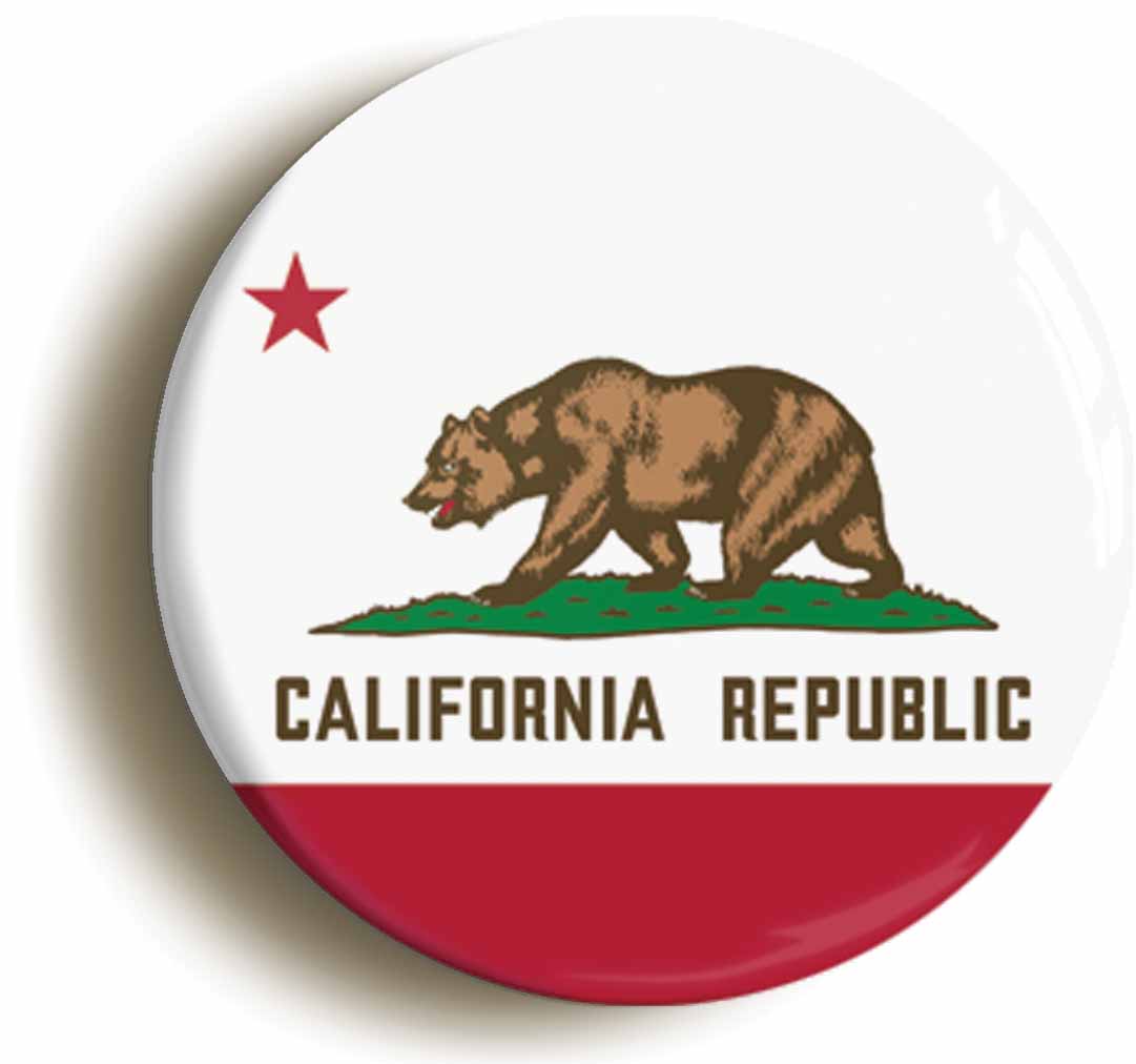 A picture of the front of the product, titled California Californian State Flag Circular 50mm Fridge Magnet