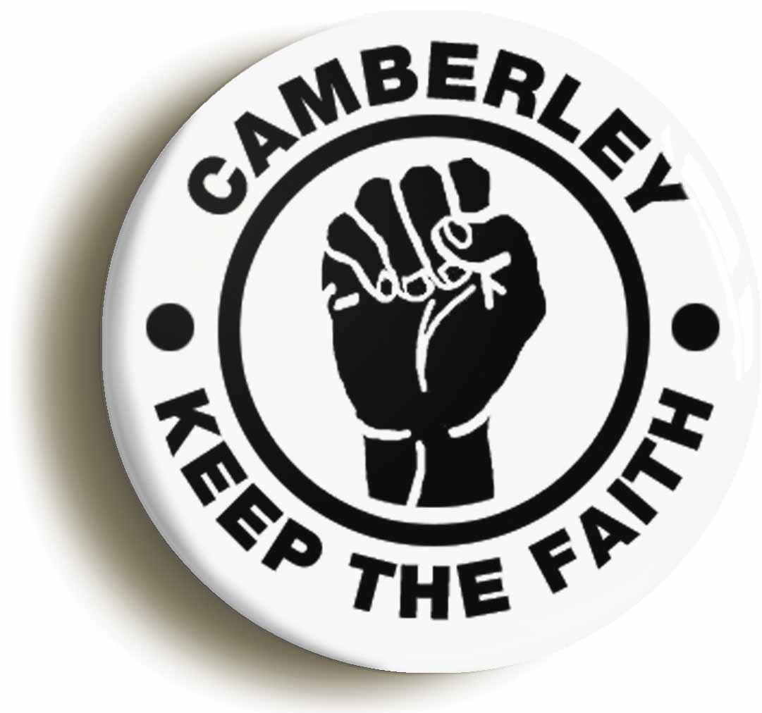 A picture of the front of the product, titled Camberley Keep The Faith Circular 50mm Fridge Magnet