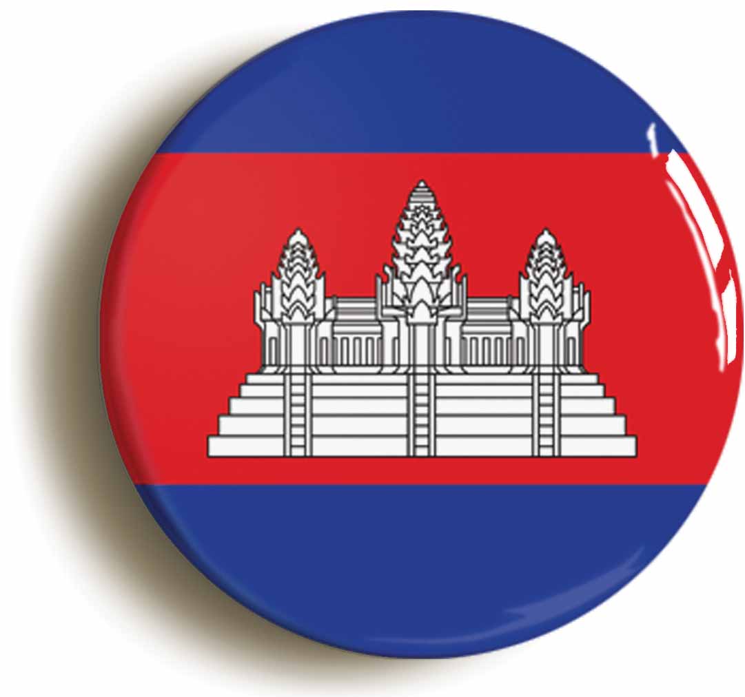 A picture of the front of the product, titled Cambodia Cambodian National Flag Button Pin Badge