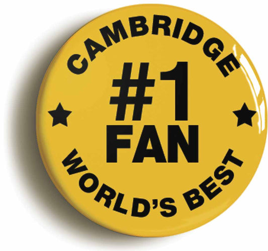 A picture of the front of the product, titled Cambridge #1 Fan Circular 50mm Fridge Magnet