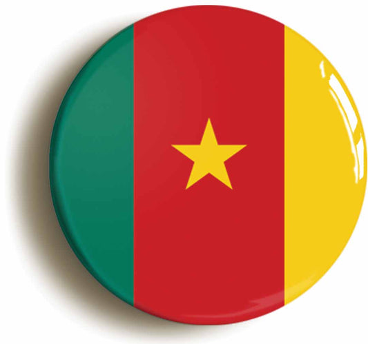 A picture of the front of the product, titled Cameroon Cameroonian National Flag Button Pin Badge