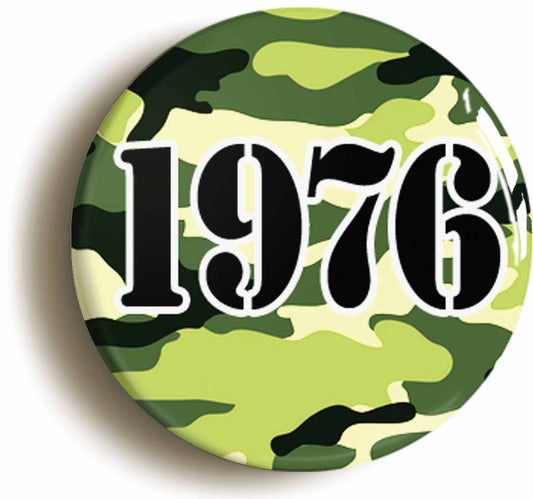 A picture of the front of the product, titled 1976 Camouflage Punk Retro Combat Rock Button Pin Badge