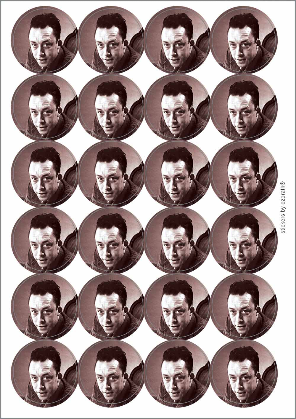 A picture of an A4 sheet of matte paper stickers