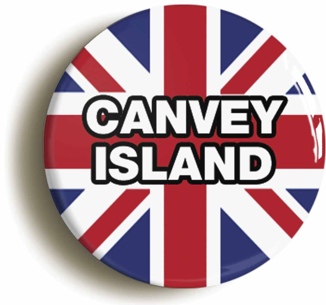 A picture of the front of the product, titled Canvey Island Union Jack Button Pin Badge