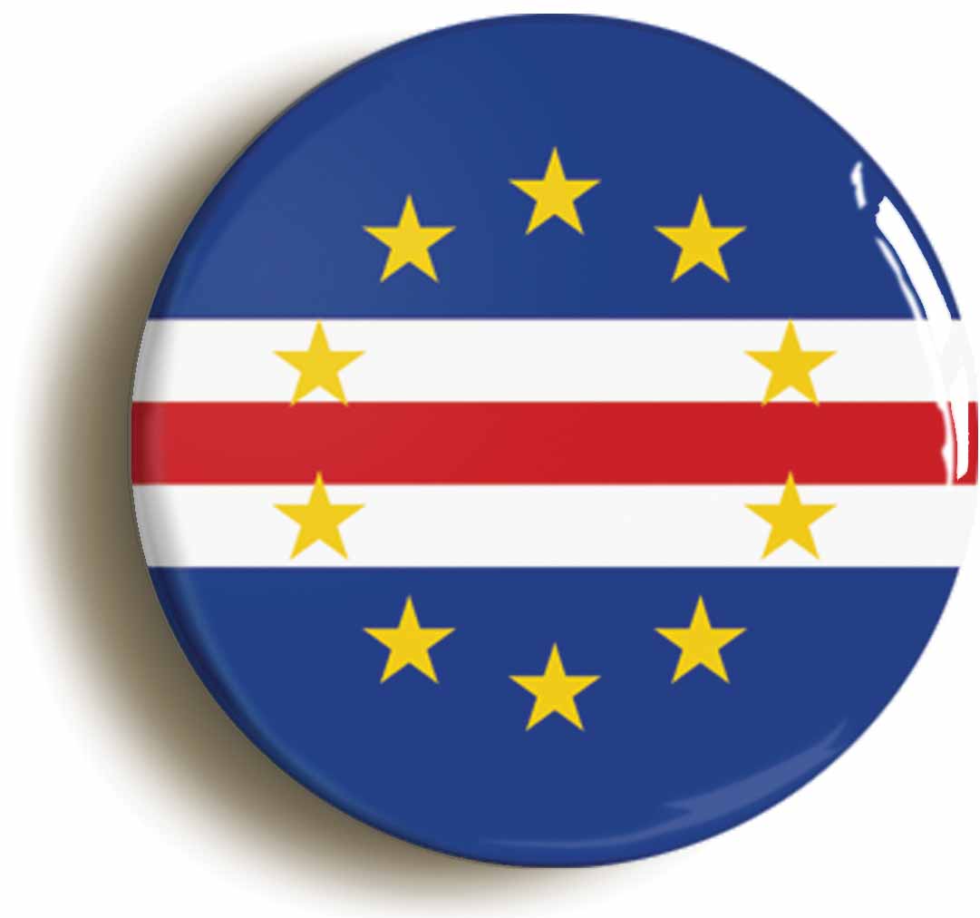 A picture of the front of the product, titled Cape Verde Verdean National Flag Circular 50mm Fridge Magnet