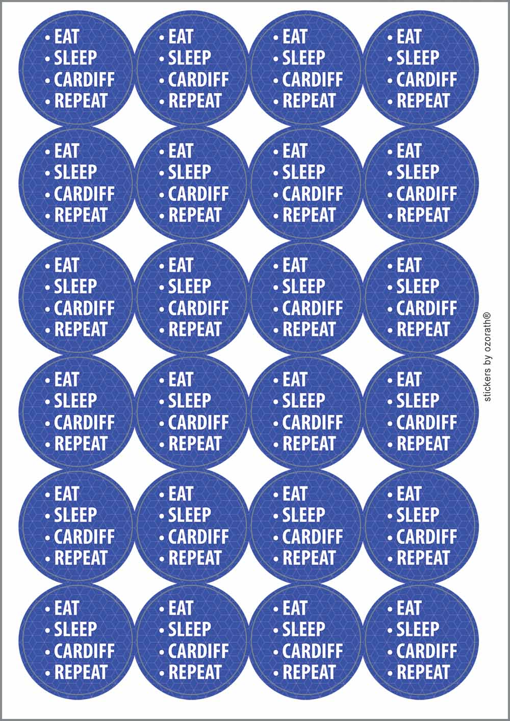 A picture of an A4 sheet of matte paper stickers