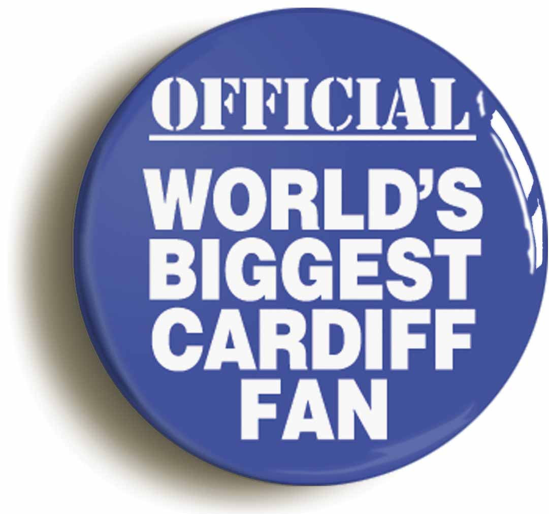 A picture of the front of the product, titled World's Biggest Cardiff Fan Circular 50mm Fridge Magnet