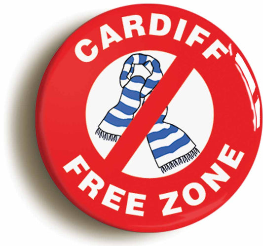 A picture of the front of the product, titled Cardiff Free Zone Button Pin Badge