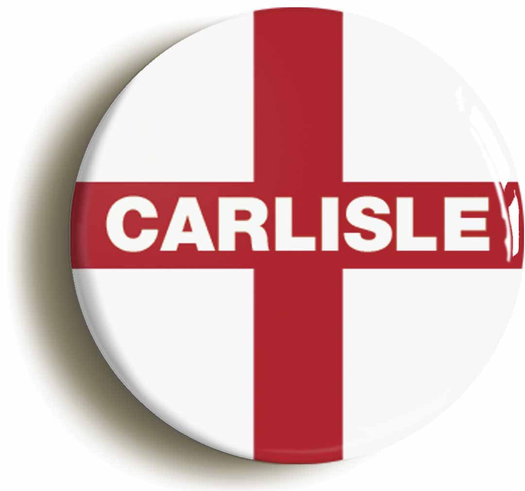 A picture of the front of the product, titled Carlisle England Flag Button Pin Badge