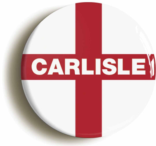 A picture of the front of the product, titled Carlisle England Flag Button Pin Badge
