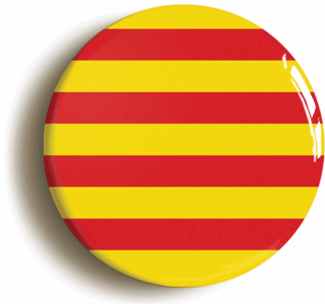 A picture of the front of the product, titled Catalonia National Flag Circular 50mm Fridge Magnet