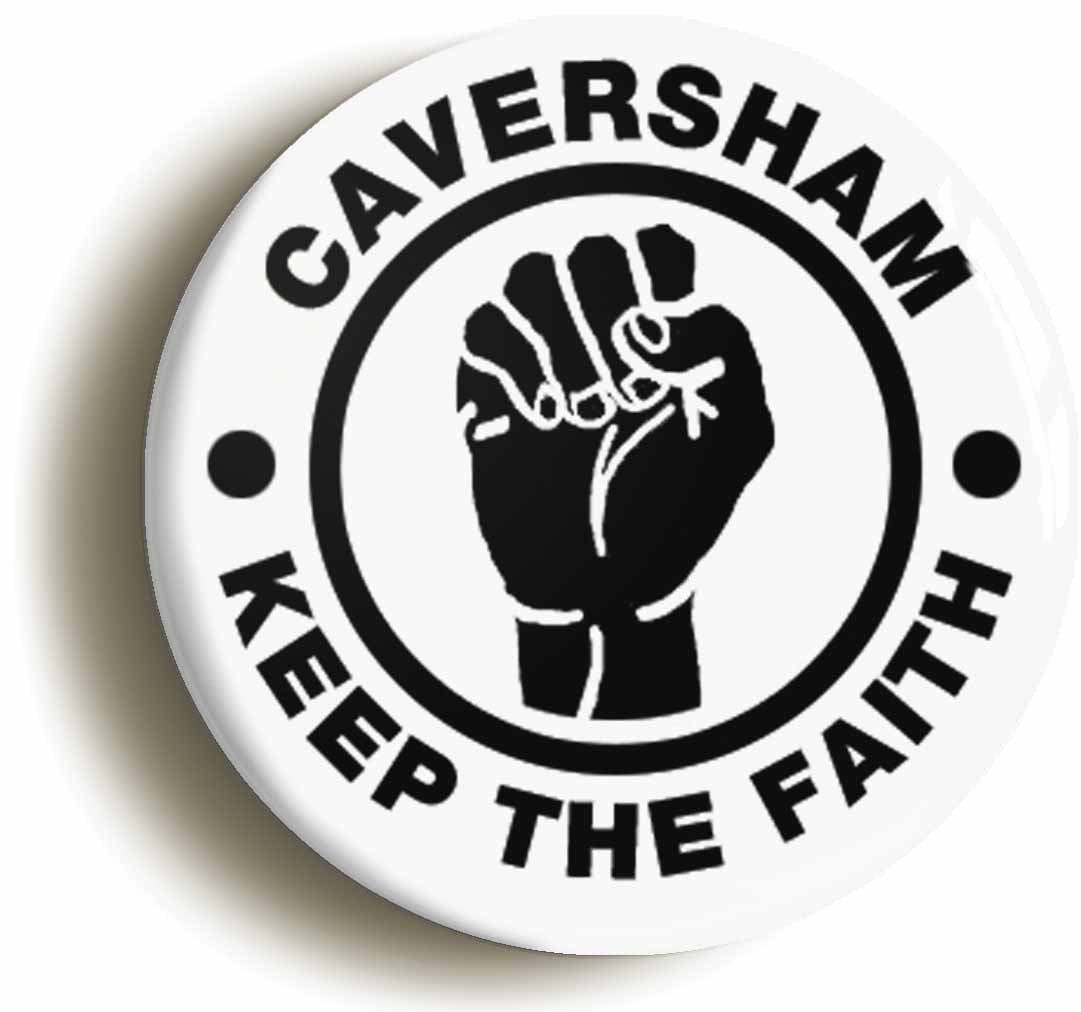 A picture of the front of the product, titled Caversham Keep The Faith Circular 50mm Fridge Magnet