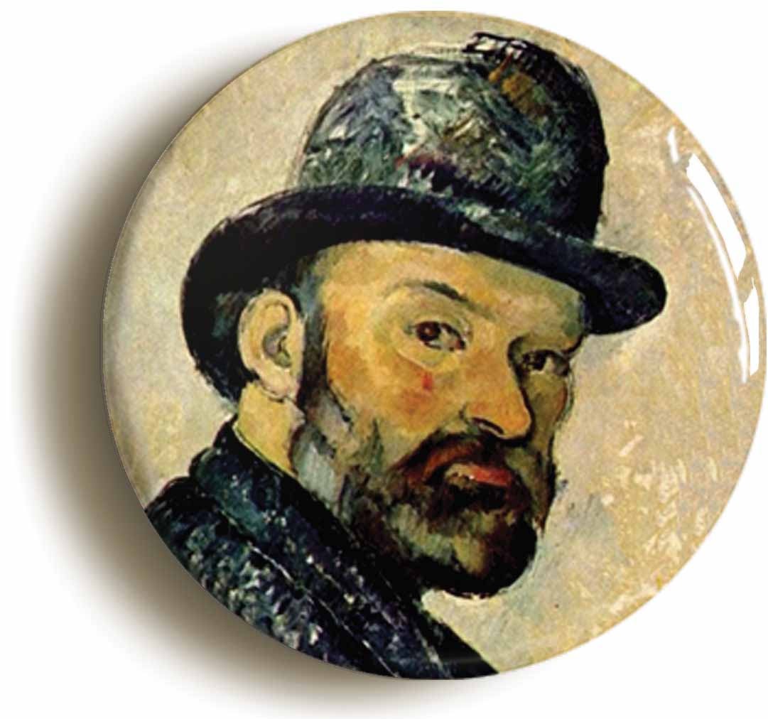 A picture of the front of the product, titled Paul Cezanne Self Portrait Button Pin Badge