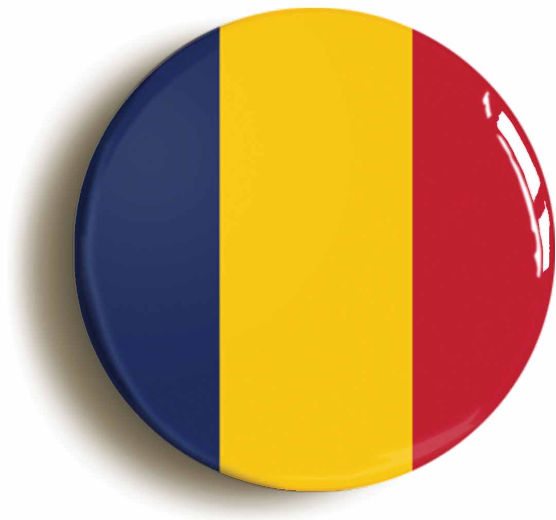 A picture of the front of the product, titled Chad Chadian National Flag Circular 50mm Fridge Magnet