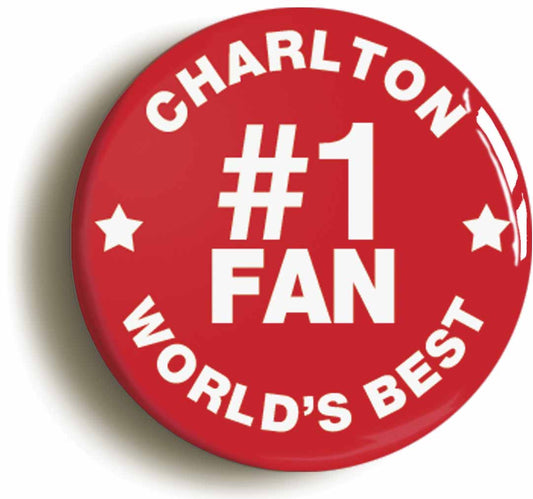 A picture of the front of the product, titled Charlton #1 Fan Circular 50mm Fridge Magnet