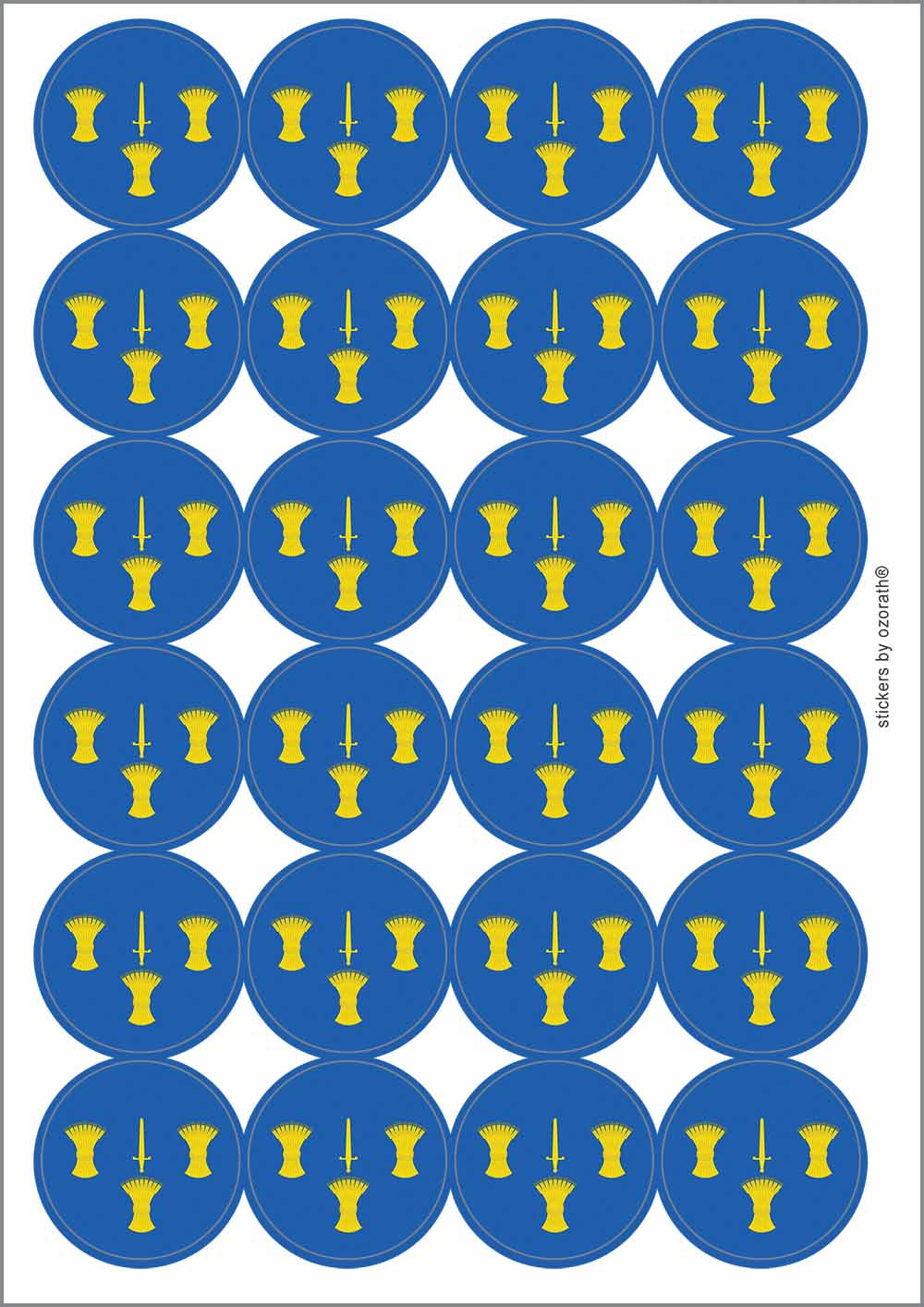 A picture of an A4 sheet of matte paper stickers