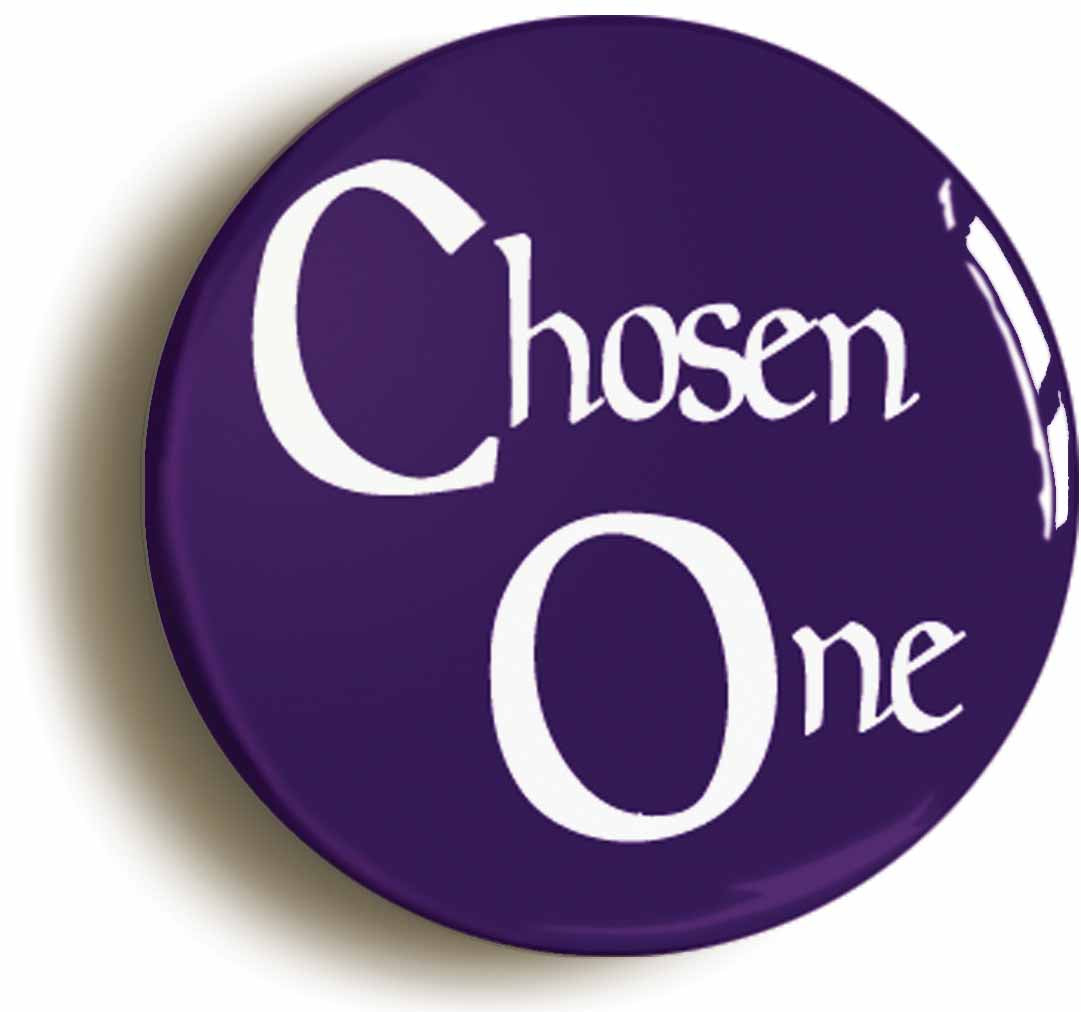 A picture of the front of the product, titled Chosen One Button Pin Badge