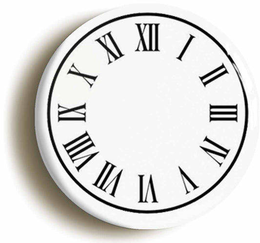 A picture of the front of the product, titled Traditional Clock Face Button Pin Badge