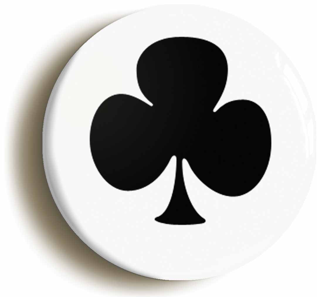 A picture of the front of the product, titled Clubs Playing Card Suit Poker Button Pin Badge