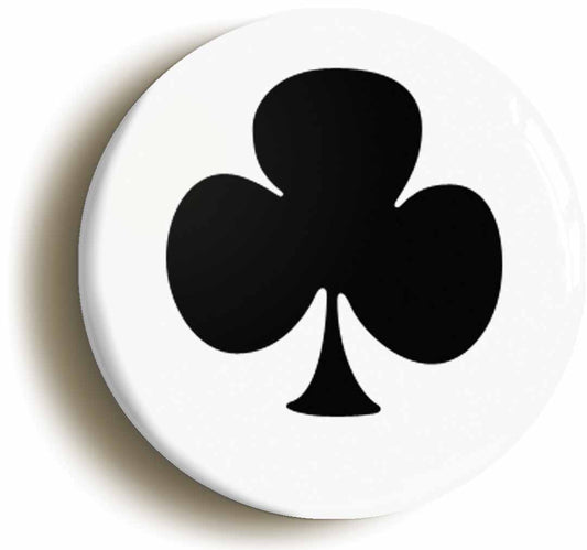 A picture of the front of the product, titled Clubs Playing Card Suit Poker Button Pin Badge