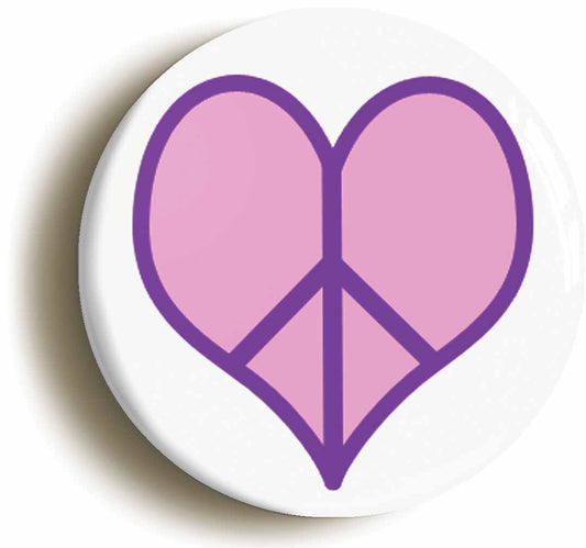 A picture of the front of the product, titled Heart Peace CND Symbol Sixties Button Pin Badge