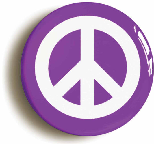 A picture of the front of the product, titled CND Peace SymbolPurple Button Pin Badge