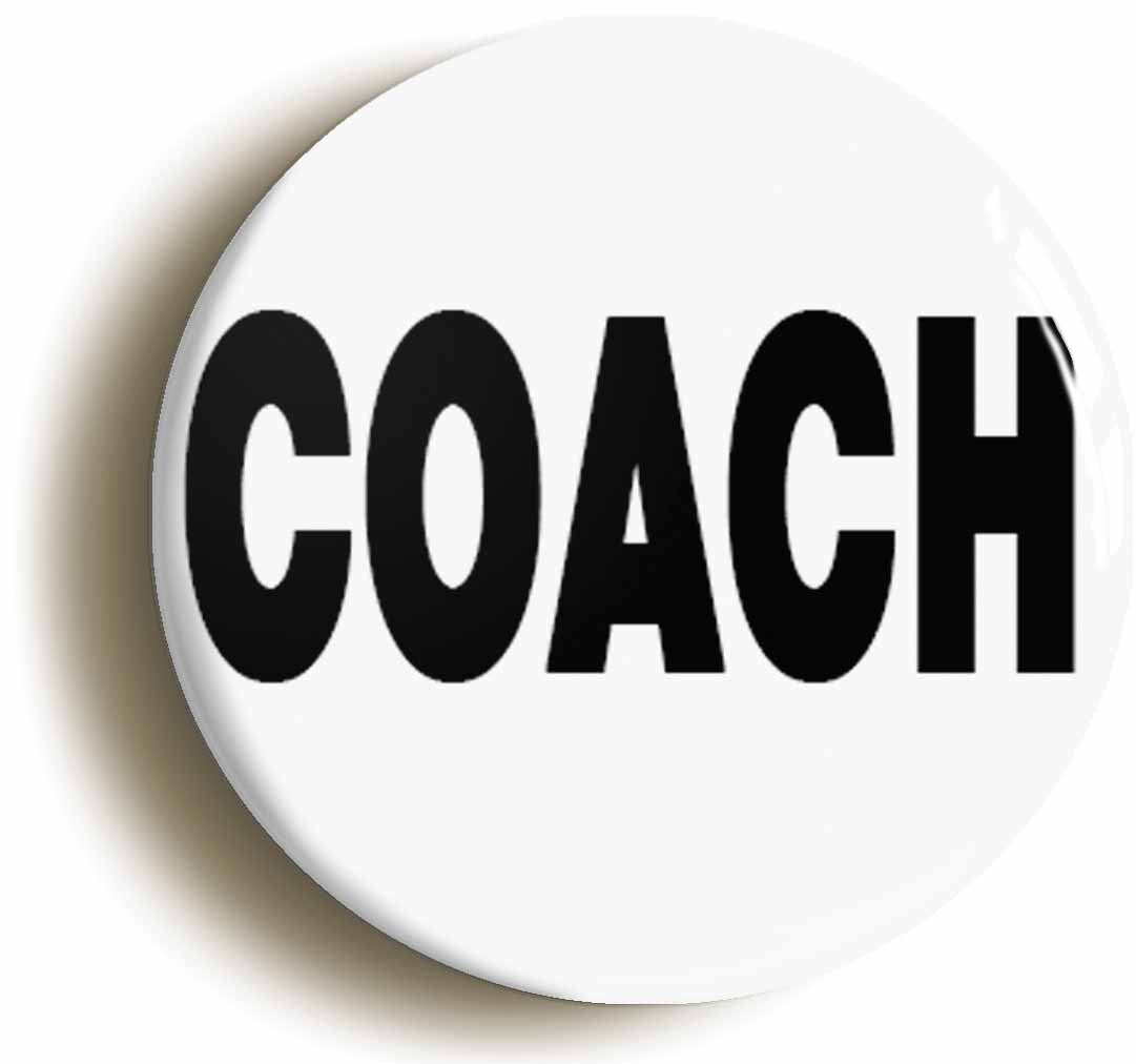 A picture of the front of the product, titled Coach Button Pin Badge