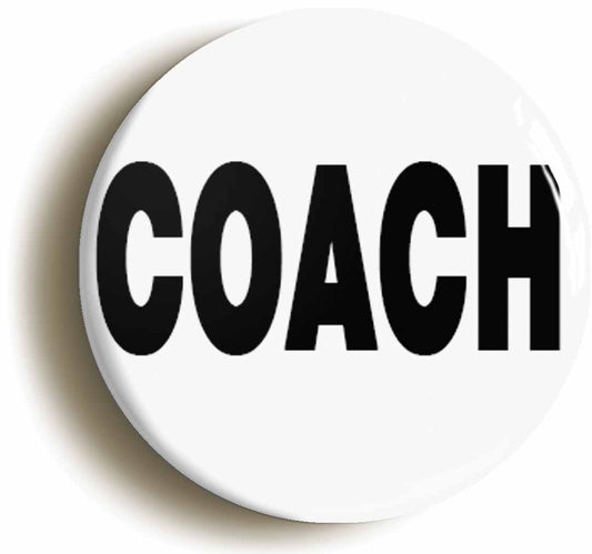A picture of the front of the product, titled Coach Button Pin Badge